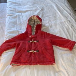 Red Baby Boden toggle coat